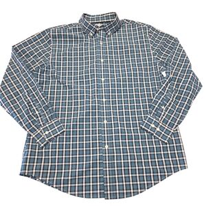 Croft & Barrow Men's Wrinkle Resistant Blue and White Checkered Shirt Size L
